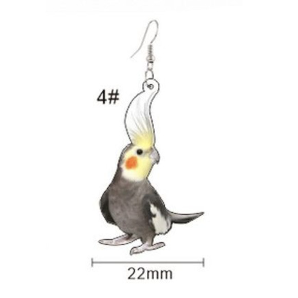 Cockatiel Bird Earrings Cottage Christmas Gift Acrylic Lifelike Bundle Me NEW - Picture 2 of 3